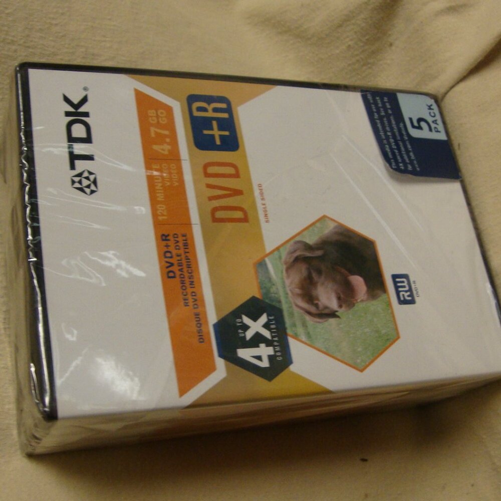 TDK DVD+R 4x speed 4.7 GB 5 Pack DVD + Cases - Sealed